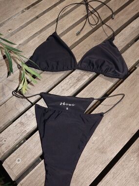 Jet Black Triangle Bikini Set - “ charcoal two piece “ from skini